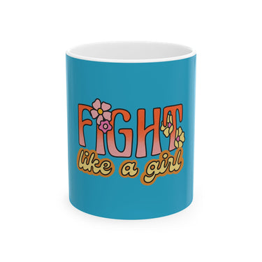 Cute Fight Like A Girl Boho Vintage Feminism Feminist Quote Coffee Mug-0